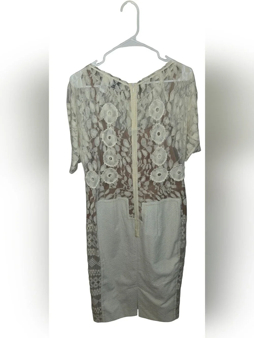 Byron Lars Cream Lace Zip-Front Mini Dress